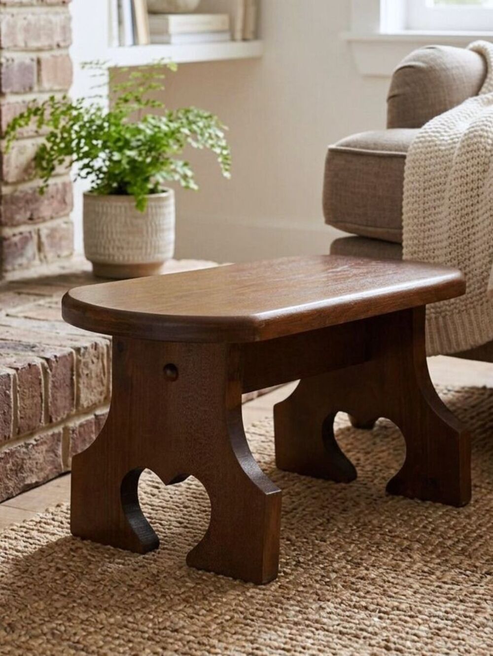 Vintage Grandmacore Wooden Heart Step Stool